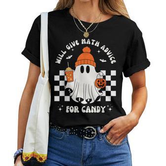 Math Teacher Halloween Ghost Math Lover Teachers Woman Women T-shirt - Thegiftio UK