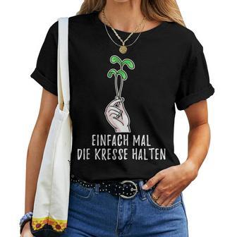 Simple Mal Die Kresse Holding Garden Gardener Flowers T-shirt Frauen - Geschenkecke