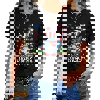 Gnomes Patriotic American Flag Cute Gnomerica 4Th Of July Women T-shirt - Monsterry