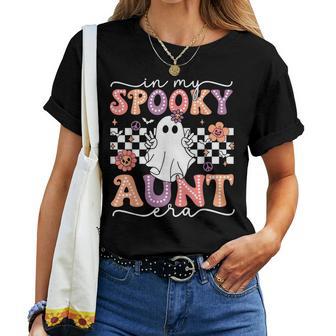 Groovy In My Spooky Aunt Era Retro Auntie Halloween Ghost Women T-shirt - Thegiftio UK