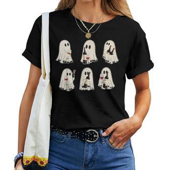 Halloween Ghost Wine Ghost Cute Lace Ghost Halloween Spooky Women T-shirt - Thegiftio UK