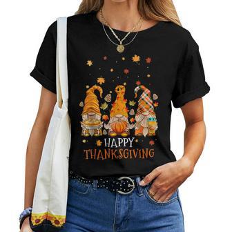 Happy Thanksgiving Three Gnomes Pumpkin Spice Autumn Fall Women T-shirt - Thegiftio UK
