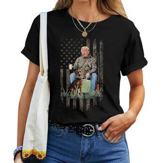 Hunting Trump Camouflage Usa Flag Duck Hunting Season Maga Women T-shirt - Thegiftio UK
