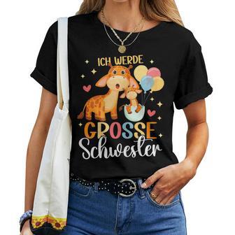 Ich Werde Große Schwester 2025 Giraffe Balloons Girls' T-shirt Frauen - Geschenkecke