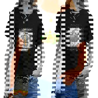 It's Fall Y'all Halloween Bleached Pumpkin Fall Thanksgiving Women T-shirt - Monsterry