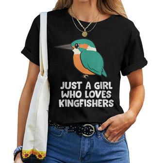 Just A Girl Who Loves Martín Pescadores Pájaros Camiseta de mujer - Regaloses