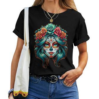 La Catrina Dia De Los Muertos Latina Cinco De Mayo Women T-shirt - Thegiftio UK