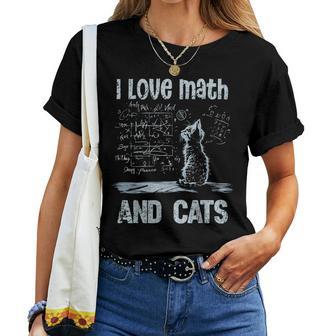 I Love Math And Cats Cat Lover Science Teacher Student Women T-shirt - Thegiftio UK