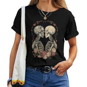 Love Skulls Floral Women T-shirt - Thegiftio UK