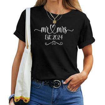 Mr And Mrs Est 2024 Just Married Husband & Wife T-shirt Frauen - Geschenkecke