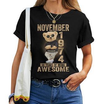 November 50Th Birthday 1974 Awesome Teddy Bear Women T-shirt - Thegiftio UK