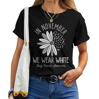 In November We Wear White Lung Cancer Awareness Flower Women T-shirt - Thegiftio UK