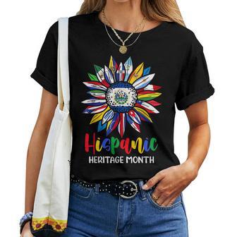 Hispanic Heritage Month El Salvador Flag Sunflower Latino Women T-shirt - Thegiftio UK