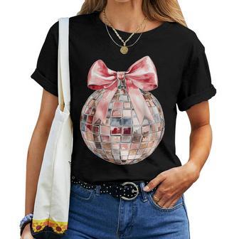 Pink Coquette Bow Disco Ball Party Girls Women Women T-shirt - Thegiftio UK