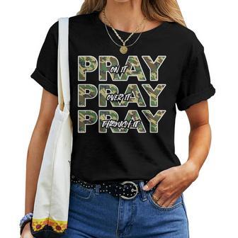 Pray On It Camo Prayer Christian Quote Women T-shirt - Thegiftio UK