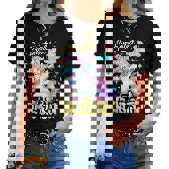 Promoted To Big Sister Dabbing Unicorn Older Sister Women T-shirt | Seseable UK