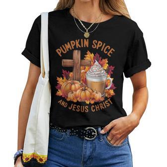 Pumpkin Spice And Jesus Christ Fall Christian Women T-shirt - Thegiftio UK