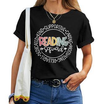 Reading Squad Teacher Reader Librarian Interventionist Team Women T-shirt - Thegiftio UK