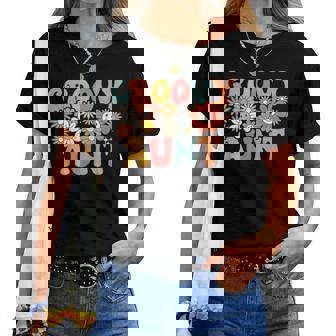 Retro Groovy Aunt 1St Birthday Auntie Matching Family Hippie Women T-shirt | Seseable UK