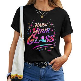 Retro I Raise Your Glass Pink Party Cheers For Women Women T-shirt - Thegiftio UK