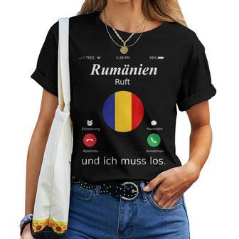 Romania Ruft Und Ich Muss Los Romania Flag T-shirt Frauen - Geschenkecke