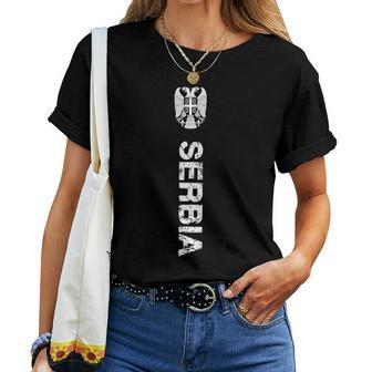 Serbia & Women's Serbia With Serbia Flag S T-shirt Frauen - Seseable