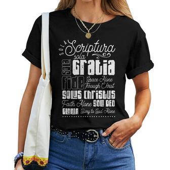 Sola Scriptura Protestant Christian Reformation 5 Solas Women T-shirt - Monsterry
