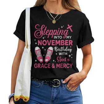 Stepping Into My November Birthday Girls Shoes Bday Women T-shirt - Thegiftio UK