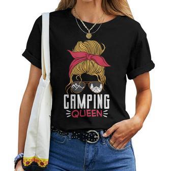 Tent Camper Outdoor Mom Girl Camping Queen T-shirt Frauen - Geschenkecke