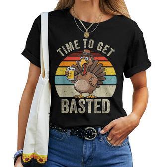 Time To Get Basted Beer Thanksgiving Turkey Women Women T-shirt - Thegiftio UK