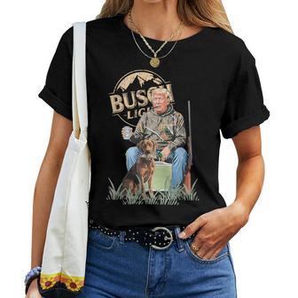 Trump With Dog Duck Waterfowl Hunting Camo President Trump Women T-shirt | Seseable UK
