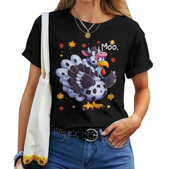 Turkey Moo Cow Thanksgiving For Boys Women T-shirt - Thegiftio UK