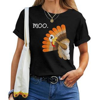 Turkey Moo Thanksgiving Women T-shirt - Thegiftio UK