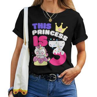 Unicorn Birthday Girl This Princess Is 3 Year Old B-Day Women T-shirt - Thegiftio UK