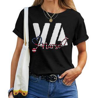 Va Nurse Rn American Flag Patriotic 4Th Of July Veterans Day Women T-shirt - Thegiftio UK