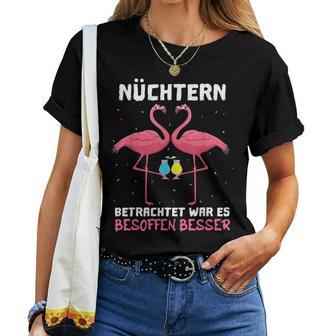 With Wine Sekt Mäds Nüchtern Sichtter War Es Besoffenbesser T-shirt Frauen - Geschenkecke