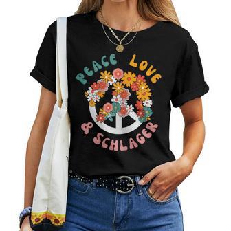 Women's Peace Love And Schlager Outfit Women's Hit Party Women's T-shirt Frauen - Geschenkecke