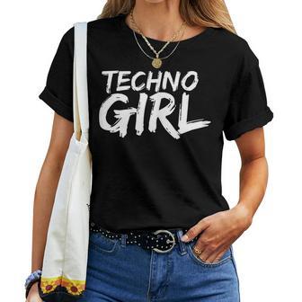 Women's Techno Girl Slogan Edm House Music Festival T-shirt Frauen - Geschenkecke