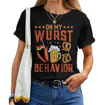 On My Wurst Behavior Bavarian Oktoberfest Women Women T-shirt - Thegiftio UK