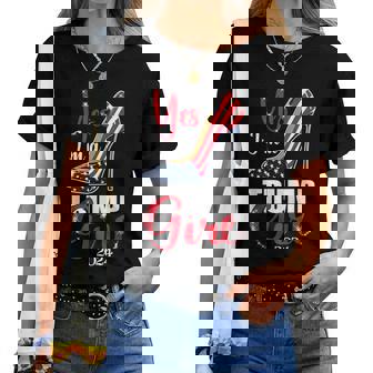 Yes I'm A Trump Girl Stilettos High Heel Us Flag Trump 2024 Women T-shirt | Mazezy