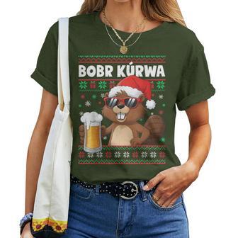 Bob Kurwa X Xmas Beer Flannelette Christmas Beer T-shirt Frauen - Geschenkecke