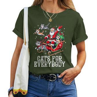 Cats For Everybody Christmas Cat Xmas Santa Women T-shirt - Thegiftio UK