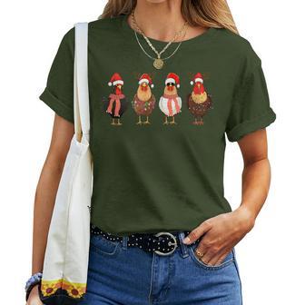 Chicken Christmas Chickens Santa Claus Xmas Women T-shirt Frauen - Geschenkecke