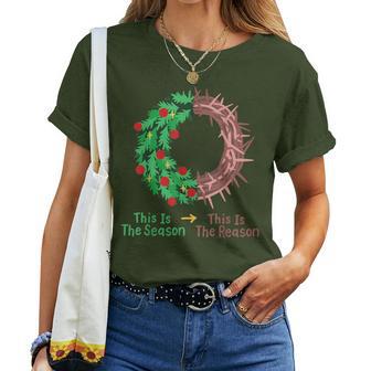 Christian Christmas Jesus This Is The Season The Reason Women T-shirt - Thegiftio UK