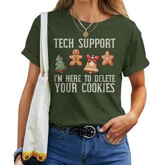 Christmas Tech Support Here To Delete Cookies Xmas Women Women T-shirt - Thegiftio UK