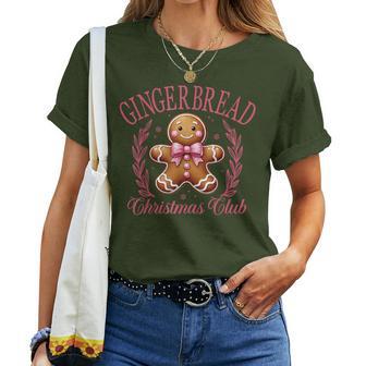 Coquette Bow Pink Gingerbread Christmas Girl Xmas Women T-shirt - Thegiftio UK