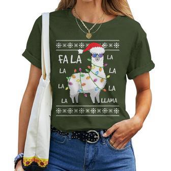 Fa La La Llama Christmas Tree Ugly Christmas Sweater Women T-shirt - Thegiftio UK