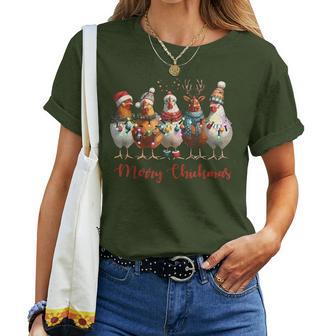 Chicken Merry Chickmas Christmas Lights Farm Animal Women T-shirt - Thegiftio UK