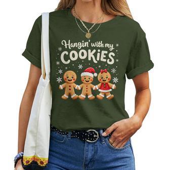 Hangin With My Cookies Gingerbread Christmas Teacher Women T-shirt - Thegiftio UK