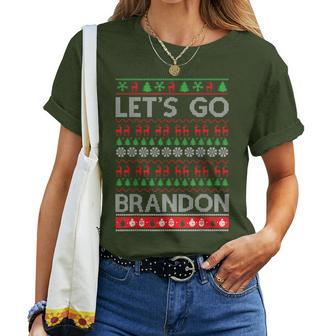 Let's Go With Brandon Ugly Sweater Christmas Sarcastic Women T-shirt - Thegiftio UK